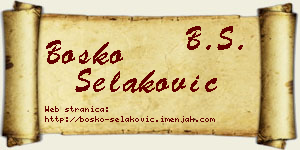 Boško Selaković vizit kartica